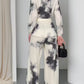 Women'S Elegant Vintage Tie-Dye Pantsuit Set