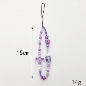 Fashion Candy Cartoon Butterfly Charm Phone Chain New Jewelry for Women Love Flower Beads Non Slip Telephone Case Hanging Rope