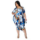KEXU Women Plus Size Jumpsuit Print Short Sleeve V Neck Loose Knee Length Romper Casual Fashion Streetwear Summer Beach Outfit