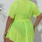 GIBSIE Plus Size Deep V-Neck Bikini Cover Up Women Sexy See Through Beach Dress Summer Short Sleeve Beachwear Swimwear Cover-ups