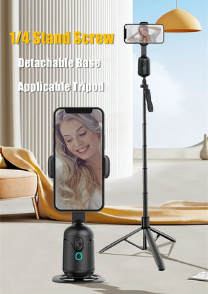 360°Rotation Gimbal Stabilizer Selfie Stick Auto Face Tracking Tripod with Gesture Control Smartphone Holder for Vlog Shooting