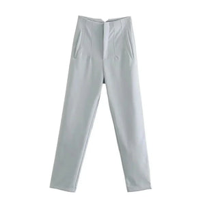TRAFZA Women Elegant Solid Pencil Pants High Waist Pant For Women Casual Streetwear Woman Trousers Office Wear Chic Pant