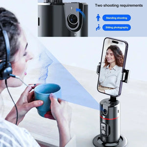 Wireless Selfie Stick Tripod with Auto Face Tracking Handheld Gimbal Stabilizer Gesture Control Phone Holder Stand for Live Vlog