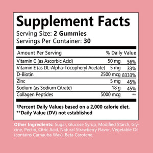 Collagen Gummies - with Biotin, Vitamin C - Supports Healthy Hair, Skin and Nails - 60 Gummies