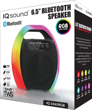 6.5" Portable Bluetooth Speaker with RGB Handle, FM Radio and TWS (IQ-