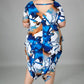 KEXU Women Plus Size Jumpsuit Print Short Sleeve V Neck Loose Knee Length Romper Casual Fashion Streetwear Summer Beach Outfit