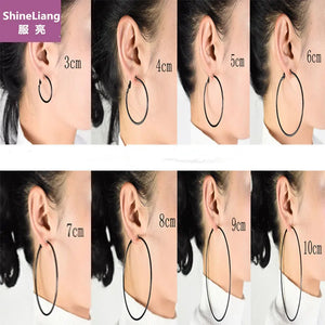 Clip on the ear without pierced Hoop earrings for women Big circle Black Round Personality punk 2021 Fashion Jewelry Accessories