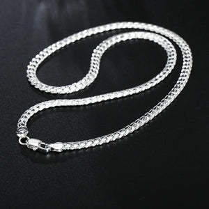 5MM Full Sideways Silver Plated Chain For Women 18-24 Inches Link Chain Choker Necklace Men Fashion Jewelry Gift