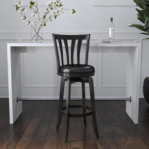 Savana Wood Bar Height Kitchen Stool, 29.5" High, Black