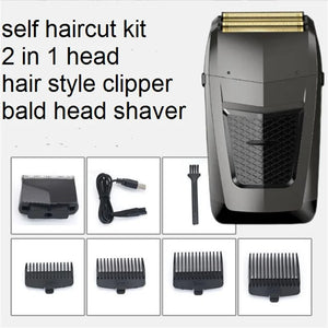Washable Electric Self Hair Trimmer Self-Service Haircut Kit Portable Fade Style Clipper For Men Wet Dry Male Bald Head Shaver