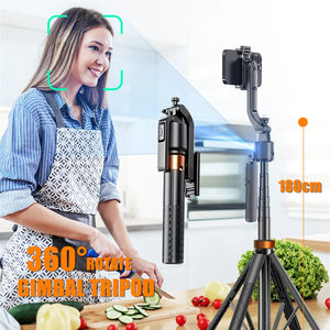 180cm/70.9in Portable Action Camera Phone Holder Auto Tracking Gimbals Stabilizers Wireless Selfie Stick Tripod for Mobile GoPro