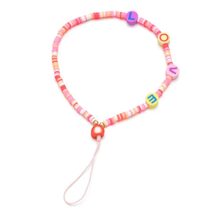 ZMZY New Handmade Beaded Love Phone Chain DIY Pendant Mobile Phone Chain Anti-lost Handmade Clay Cord Lanyard Women Jewelry