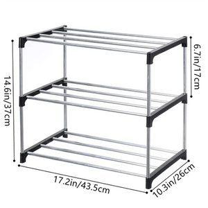 Shoe RackStackable Small Shoe Rack, Entryway, Hallway and Closet Space Saving Storage and Organization (3-Tier, Black)