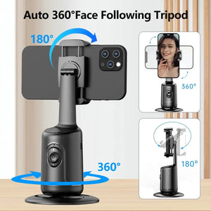 Auto Face Tracking Phone Holder 360° Rotation Motion Tracking Mount Selfie Stick Tripod for Live,Vlog,Video Gimbal Stabilizer