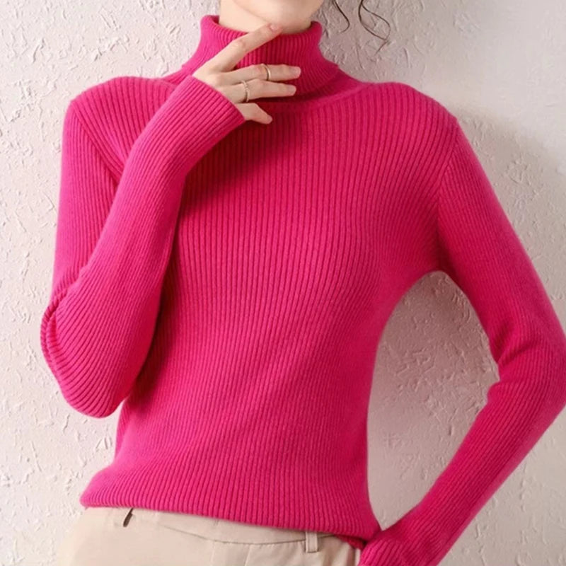Women Fall Turtleneck Sweater Knitted Soft Pullovers Cashmere Jumpers Basic Soft Sweaters For Women 2025 Autumn Winter