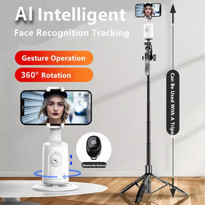 Auto Face Tracking Phone Holder 360° Rotation Motion Tracking Mount Selfie Stick Tripod for Live,Vlog,Video Gimbal Stabilizer