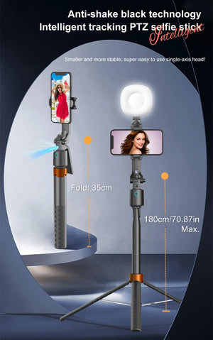 180cm/70.9in Foldable Auto Facial Tracking Gimbals Stabilizers GoPro Action Camera Tripod Phone Holder Stand Mobile Selfie Stick