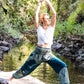 Teal FLORAL Women Boho Pants Hippie Pants Yoga Pants