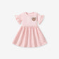 Summer Teddy Logo Short-sleeved Pink Dress with Dots Pattern for